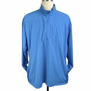 PGA Tour Golf Windbreaker Jacket Men XXL Blue Pullover Quarter Zip Pocket